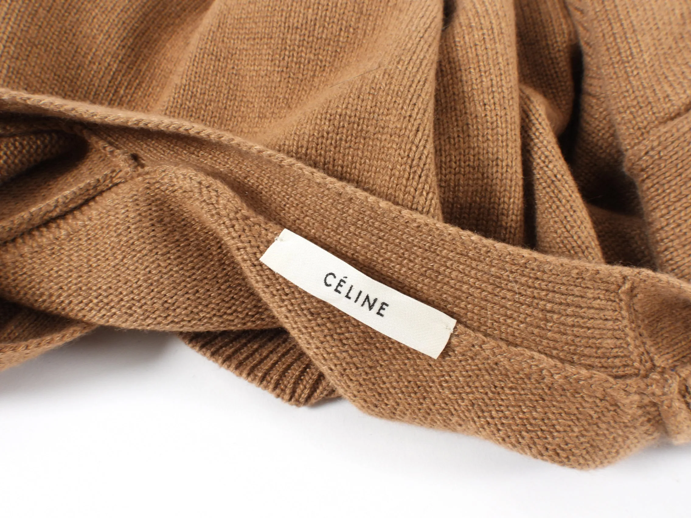 Celine Caramel Brown Cashmere Cardigan Sweater - S/M