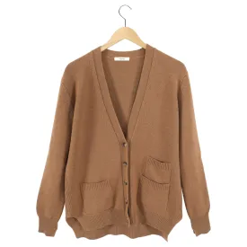 Celine Caramel Brown Cashmere Cardigan Sweater - S/M