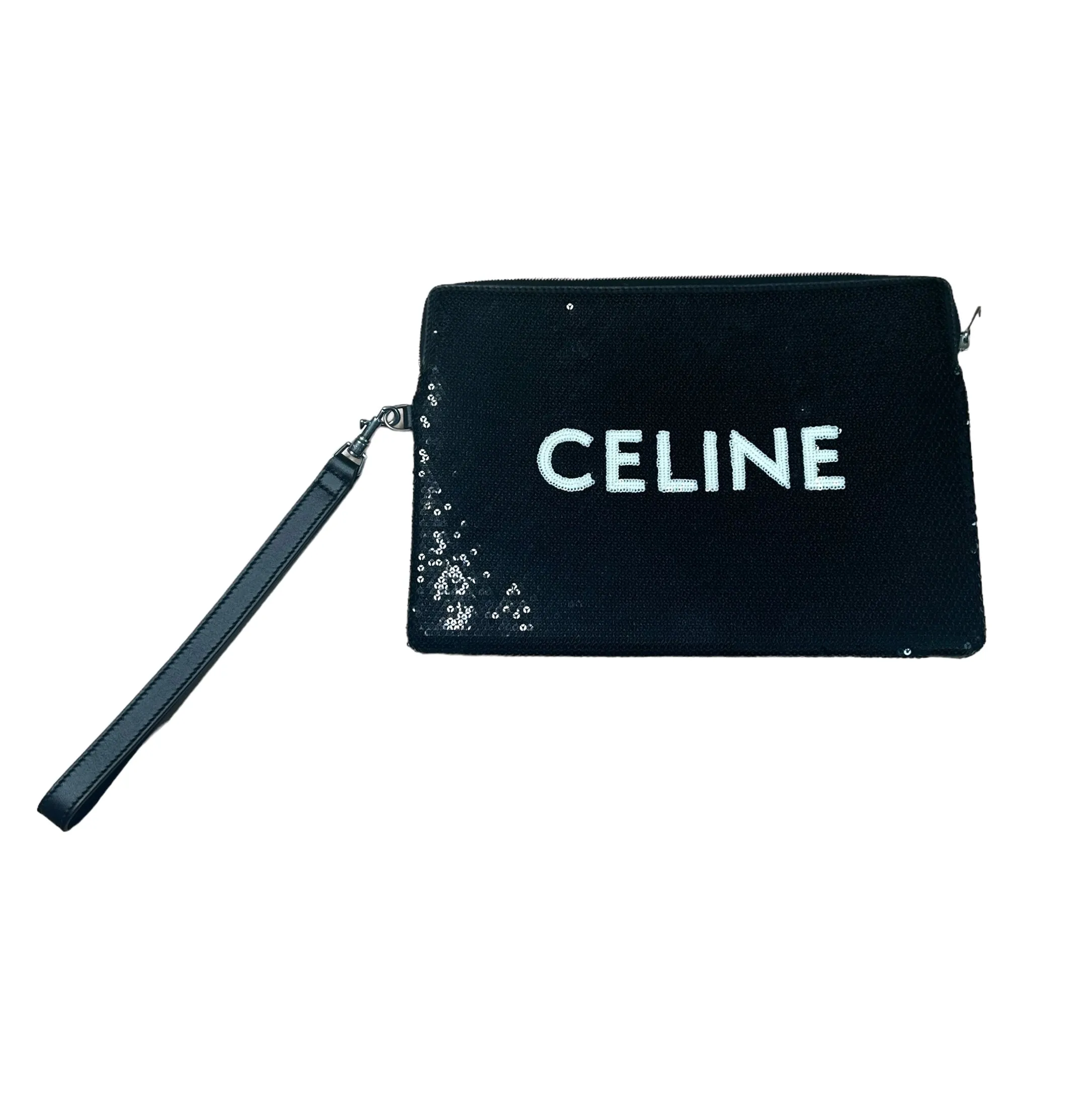 Celine Logo Sequins Clutch