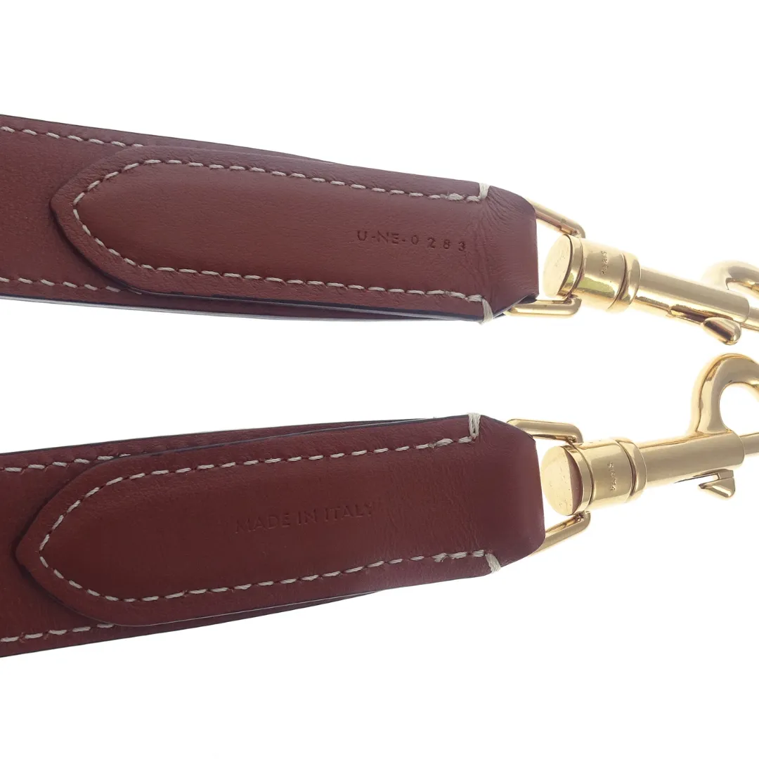 Celine Tan Calfskin and Triomphe Studs 107cm Long Strap (non-adjustable)