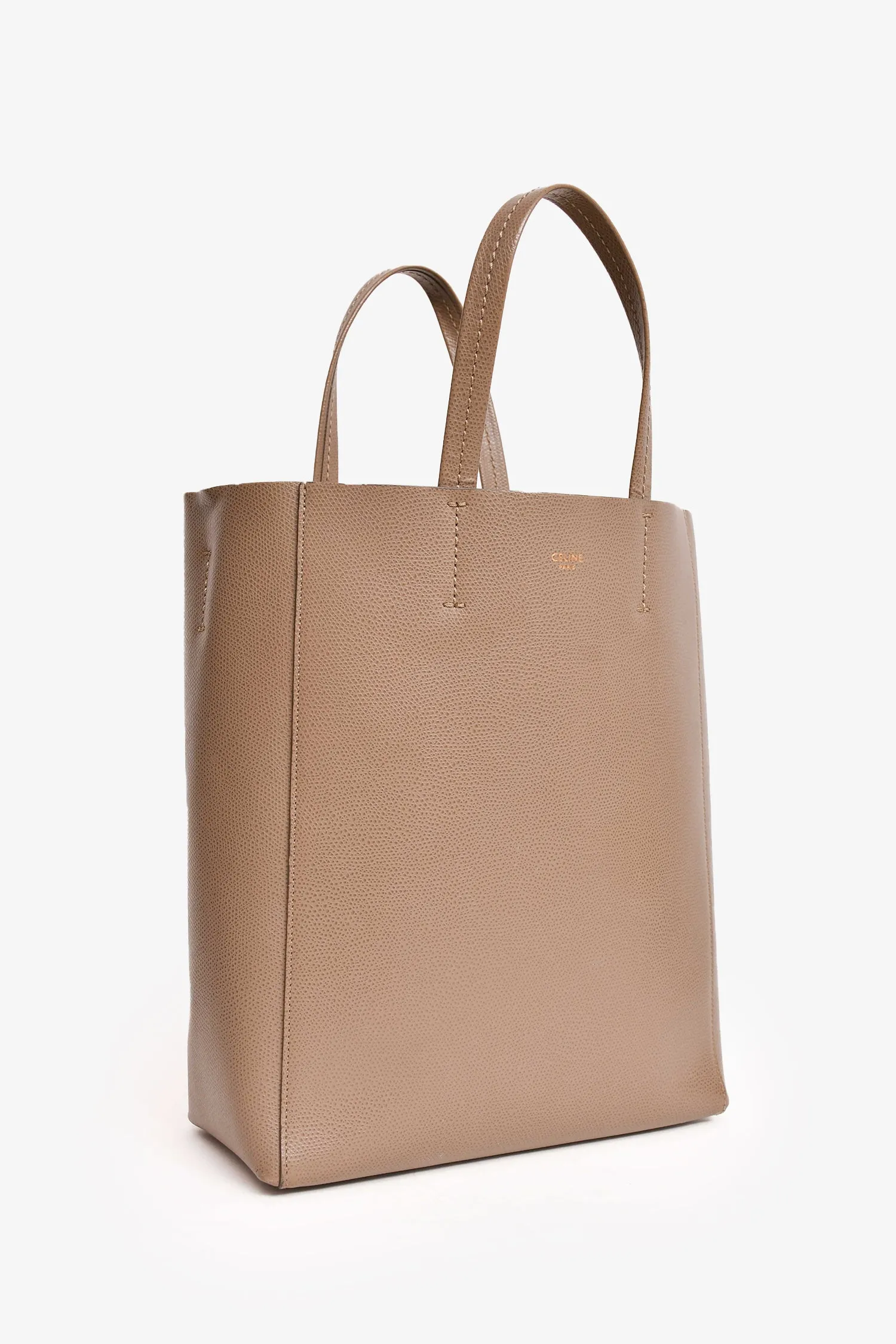 Celine Taupe Grained Calfskin Vertical Small 'Cabas' Tote