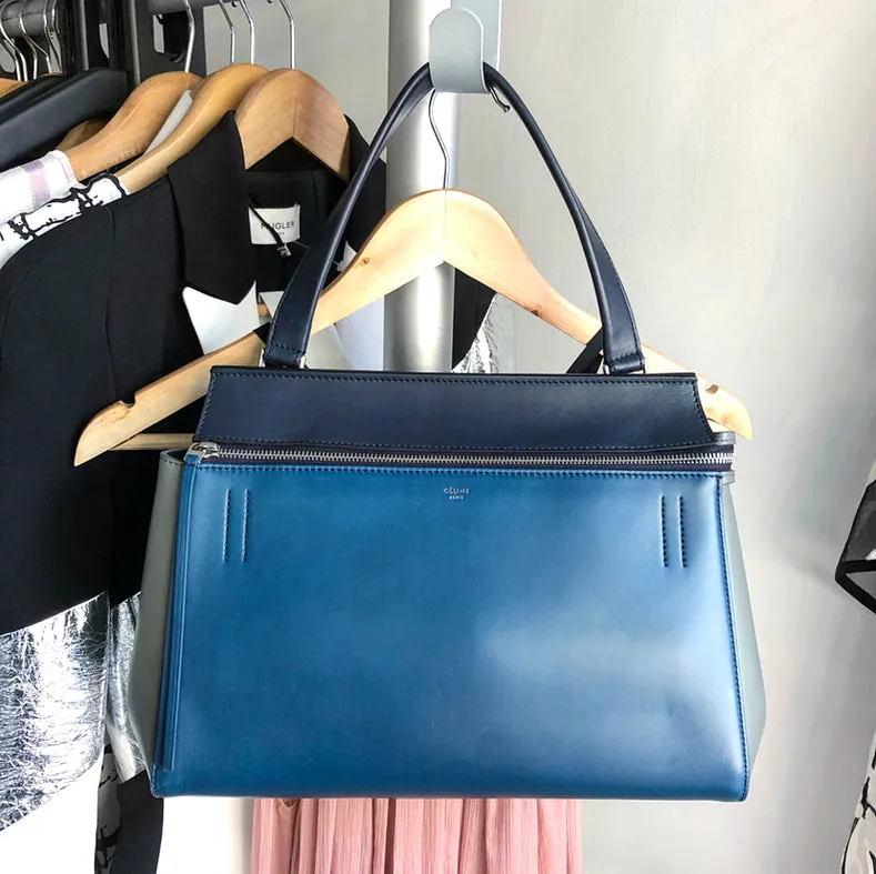 Celine Tricolor Blue Black Grey Small Edge Bag