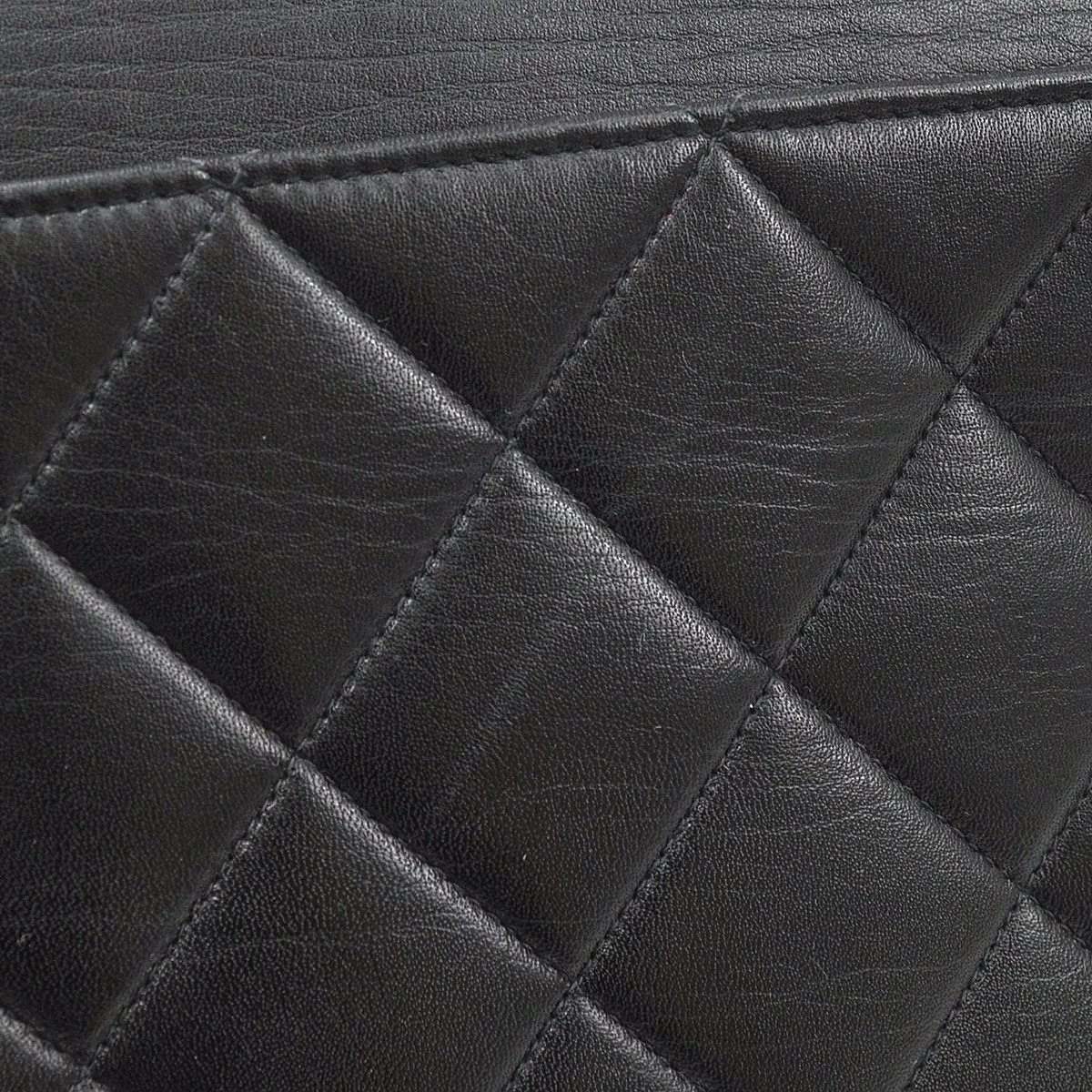 Chanel★ 1991-1994 Black Quilted Lambskin CC Flap Maxi 60850