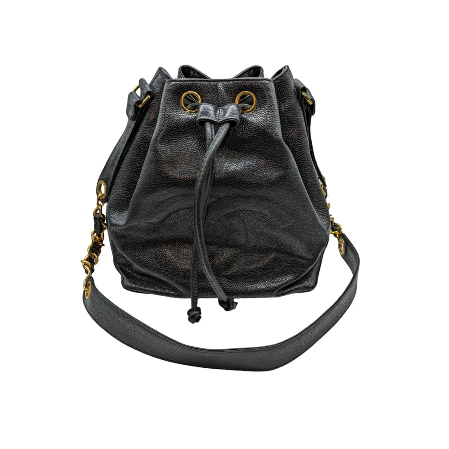 Chanel Bag Vintage Grained Calfskin Timeless Drawstring Bucket Bag