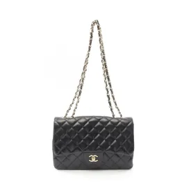 Chanel Lambskin Single Flap Shoulder Bag Black