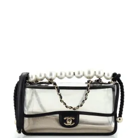 CHANEL Sand By The Sea Pearl Flap Bag PVC with Lambskin Medium