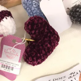 Crocheted Heart Keychains