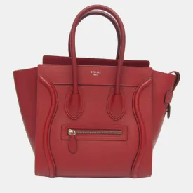 Dark Red Leather Micro Luggage Satchel