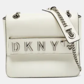 DKNY White Leather Shoulder Bag