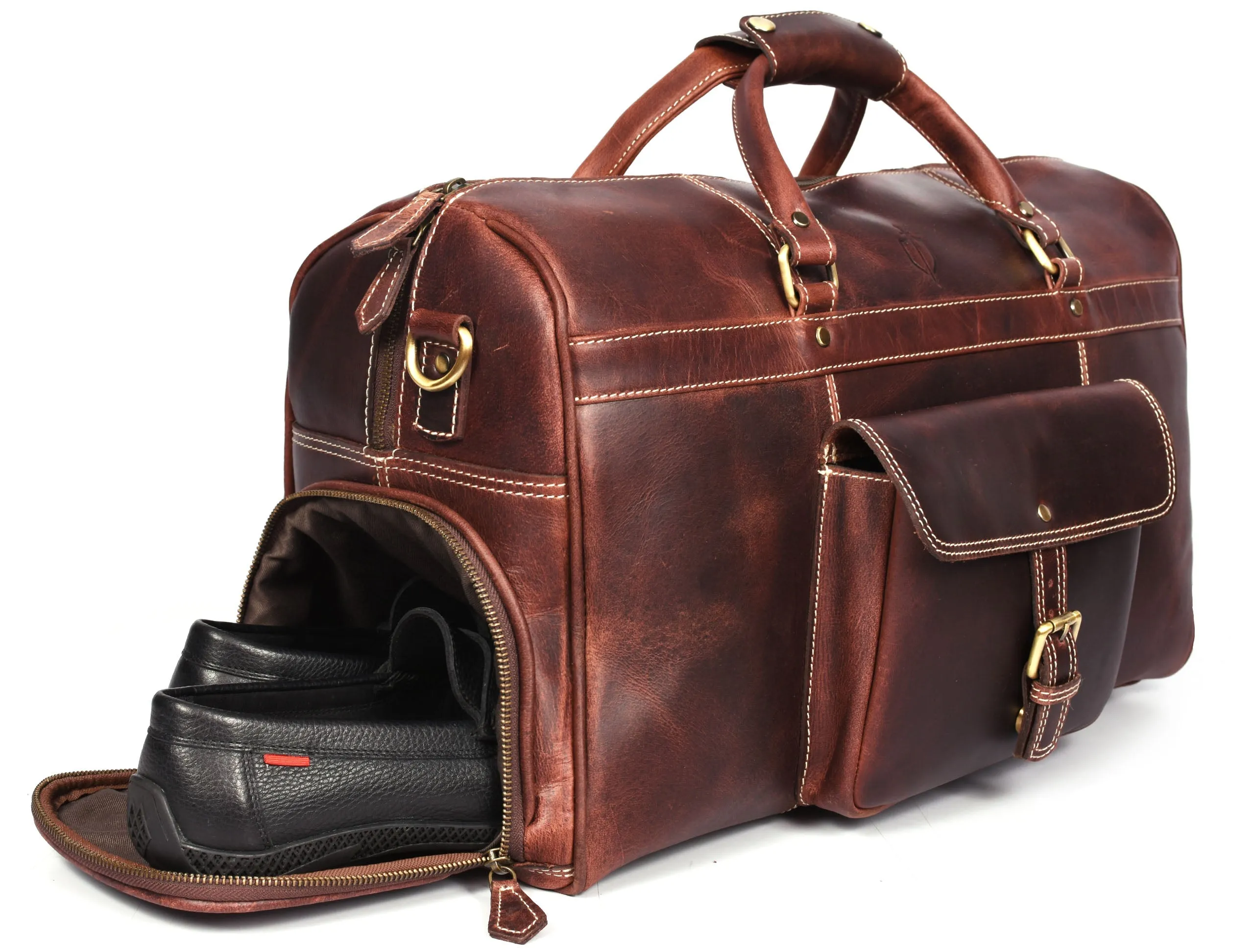 Dorval Leather Travel Bag - Walnut Brown