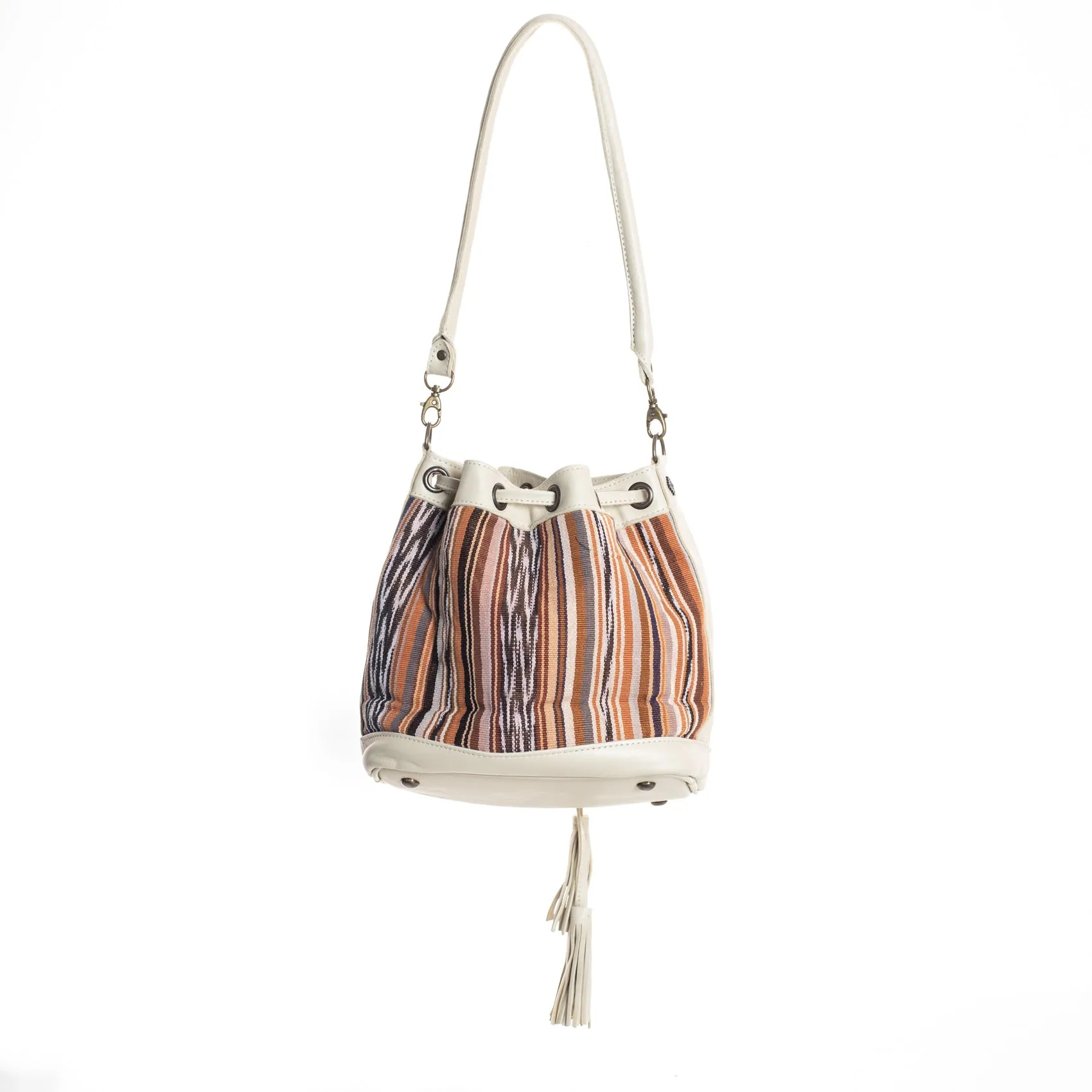 DRAWSTRING BUCKET BAG - SMALL - ARTISAN COLLECTION - ALMENDRA - BONE LEATHER