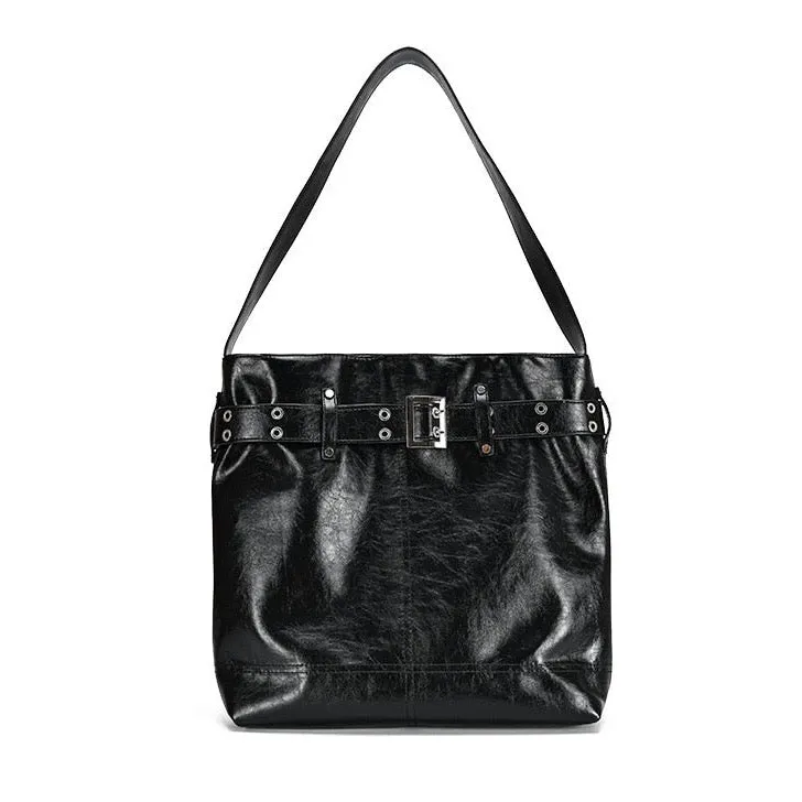 Eliska Vintage Belted Patent Shine Tote Bag