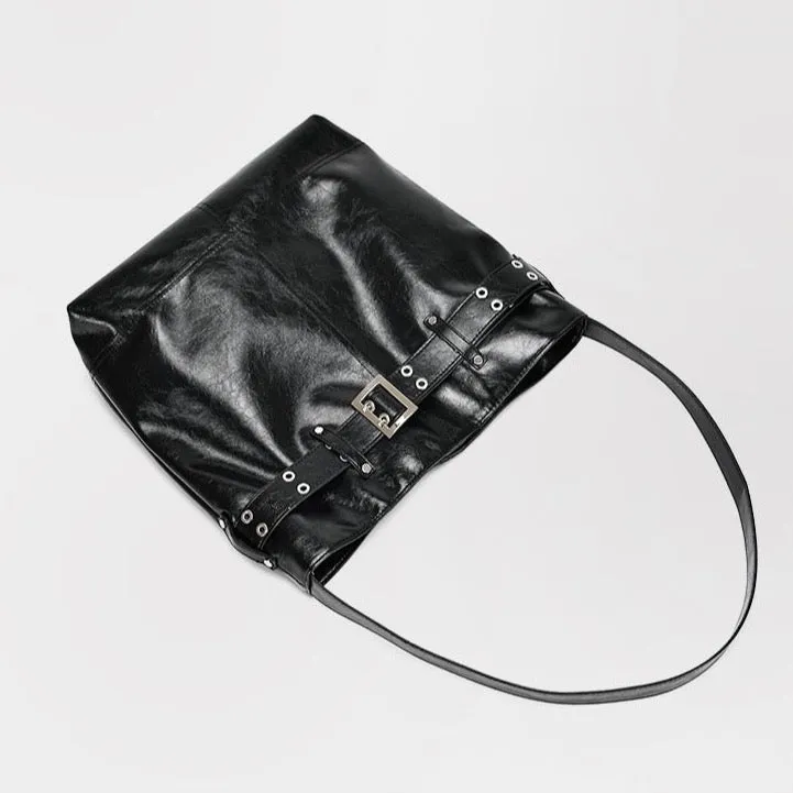 Eliska Vintage Belted Patent Shine Tote Bag