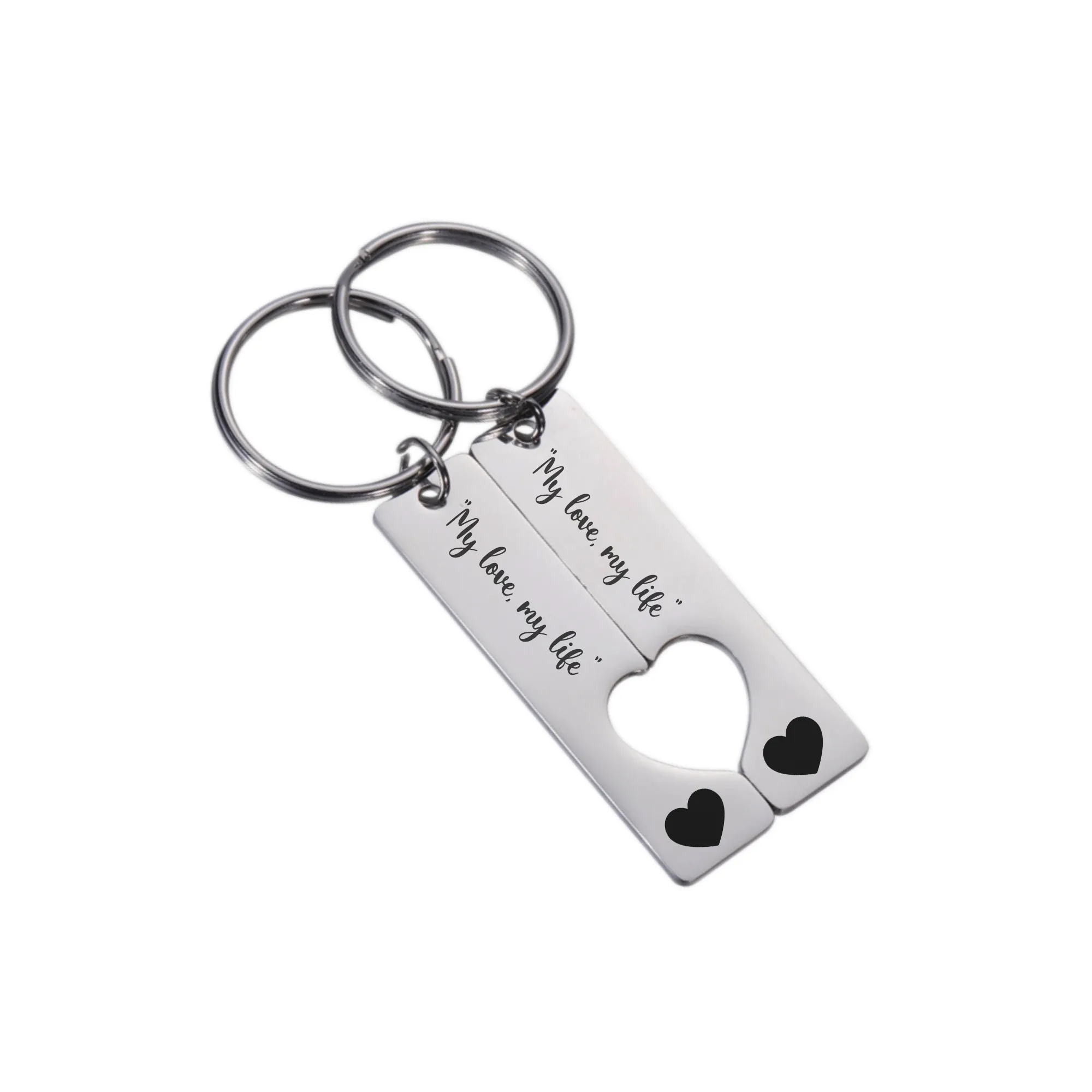 Engraved Two Bar with Cut out KeyChain for Couple KCK 2