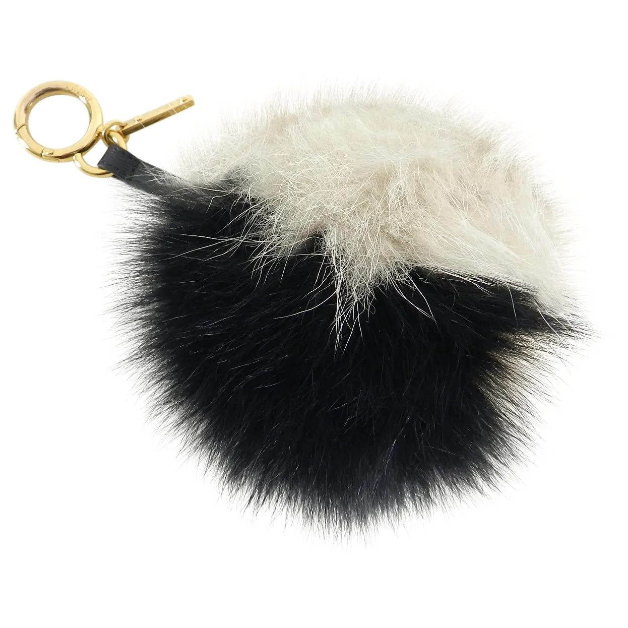 Fendi Black and Beige Fox Fur Pom Pom Bag Charm