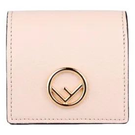 Fendi Calf Leather F Logo Poudre Pink Leather Coin Case