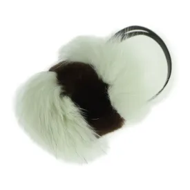 FENDI Charm Fur Leather White Green Brown Pompom Bag