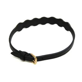 FENDI Faux Pearl Choker Leather,Metal Bangle Black,Gold