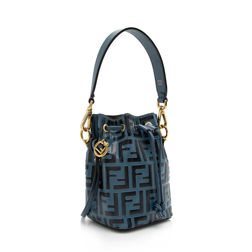 Fendi FF Embossed Calfskin Mon Tresor Mini Bucket Bag (SHF-16308)