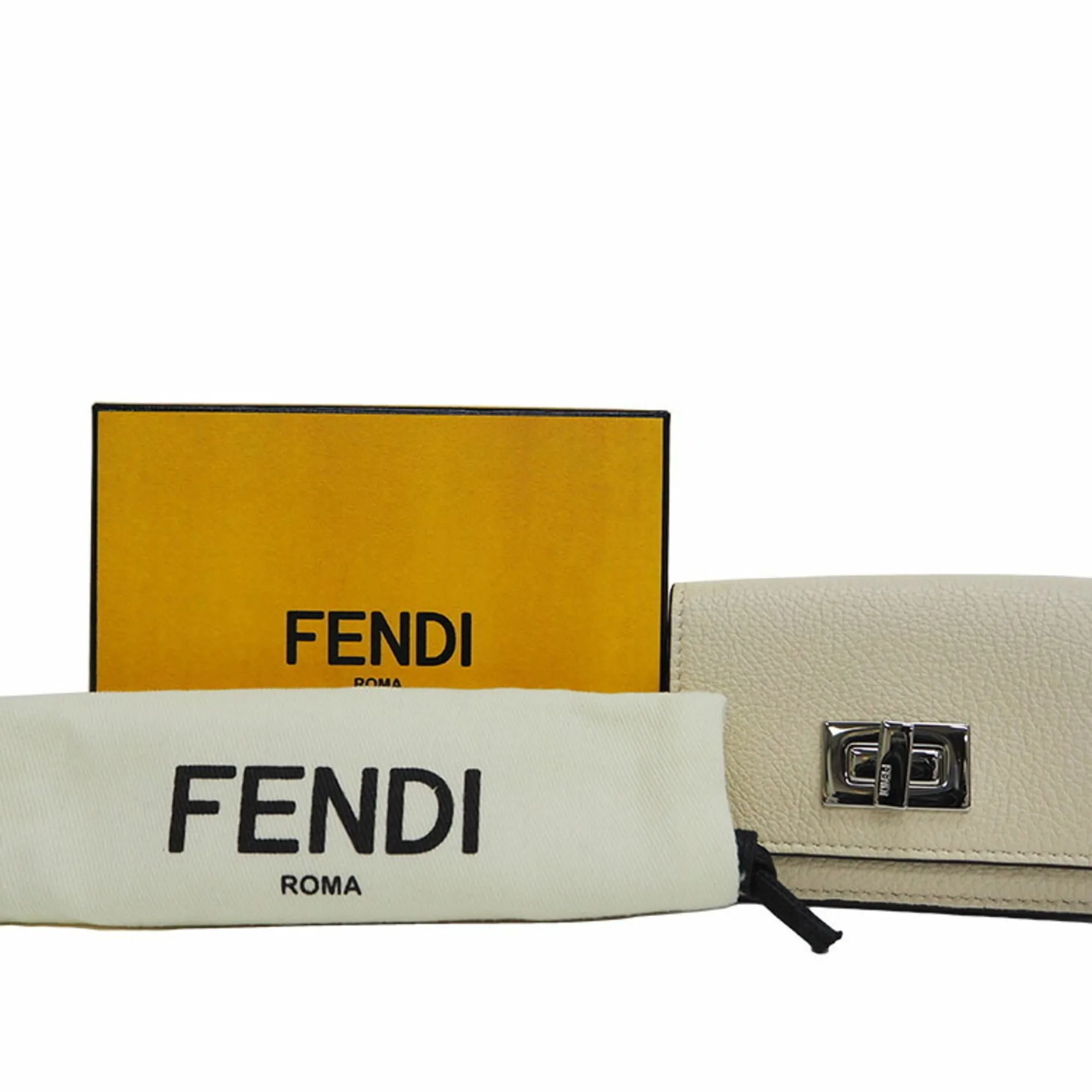 FENDI Micro Trifold Tri-Fold Wallet Ivory 8M0426 Peek-A-Boo