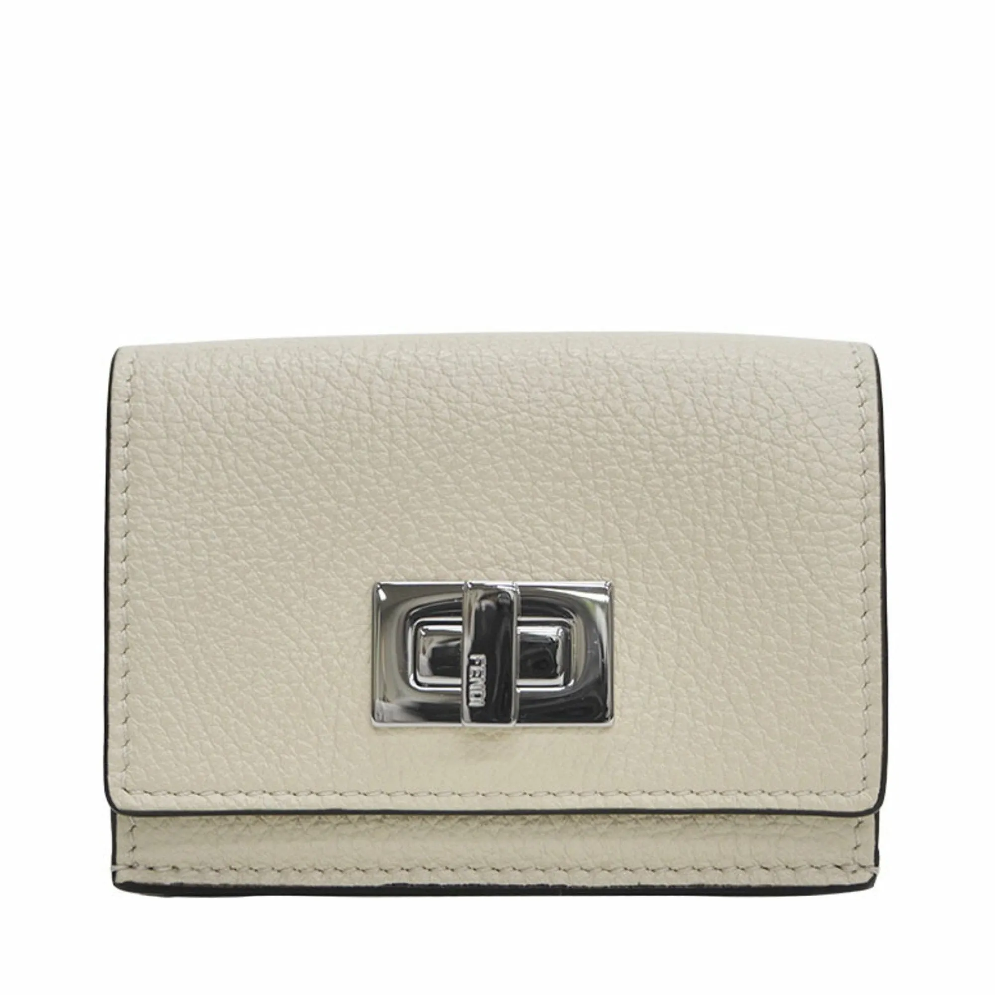 FENDI Micro Trifold Tri-Fold Wallet Ivory 8M0426 Peek-A-Boo