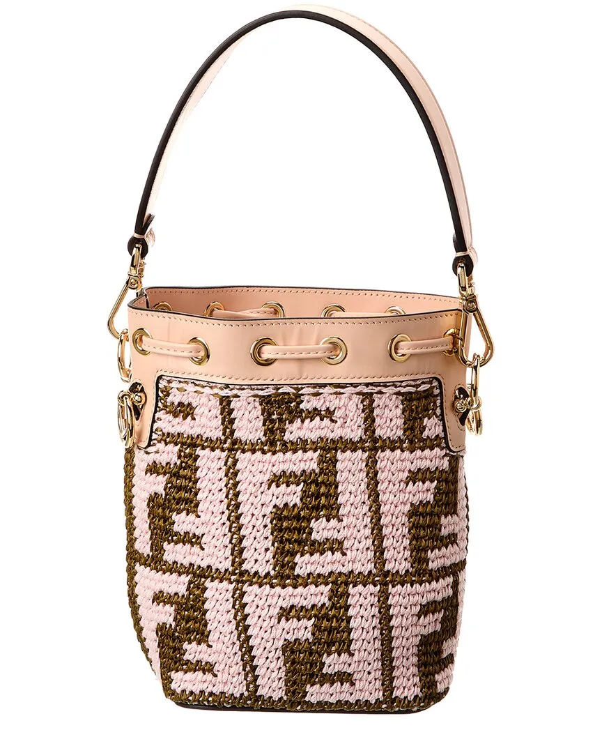 FENDI Mon Tresor Mini Raffia & Leather Bucket Bag ( )