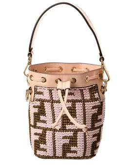 FENDI Mon Tresor Mini Raffia & Leather Bucket Bag ( )