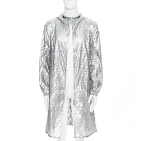 FENDI Nicki Minaj Prints On metallic silver FF Zucca monogram anorak coat L