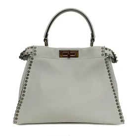 Fendi Peek-A-Boo Regular Gray 8BN290 A0K8 F136H 2WAY Bag Calf Leather FENDI Ladies Studs Icon Shoulder Handbag