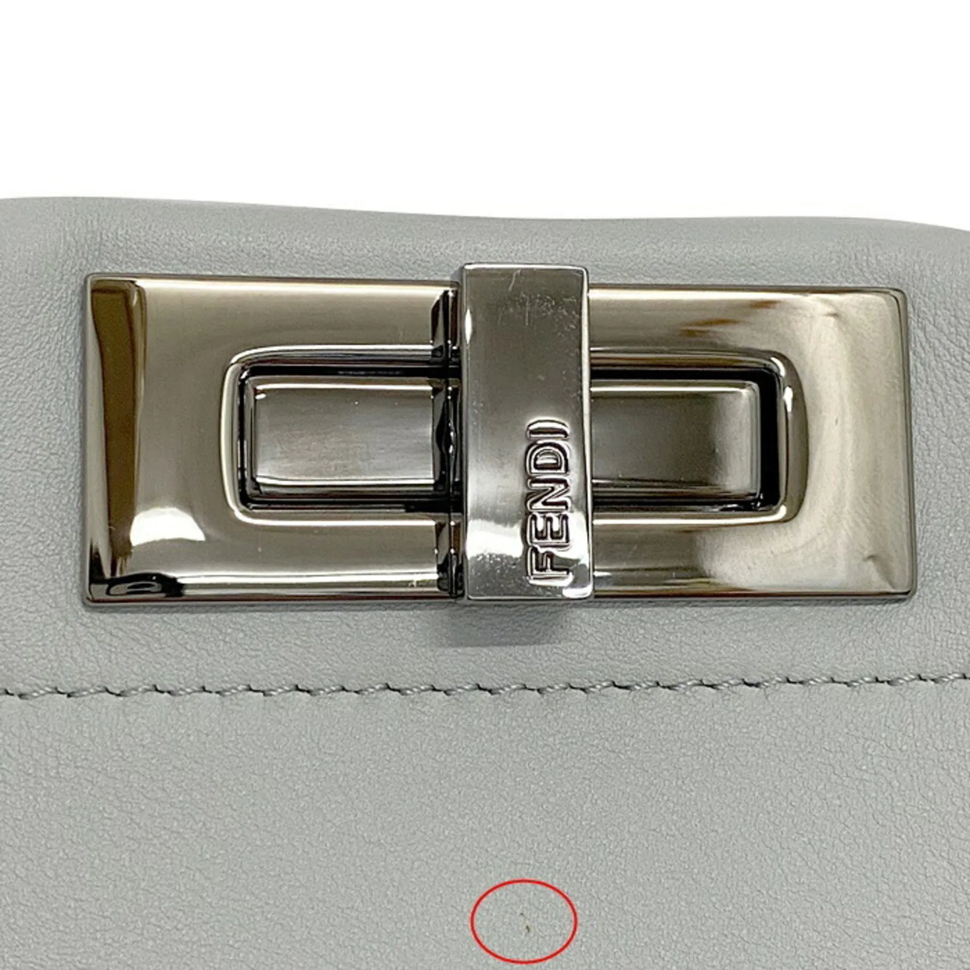 Fendi Peek-A-Boo Regular Gray 8BN290 A0K8 F136H 2WAY Bag Calf Leather FENDI Ladies Studs Icon Shoulder Handbag