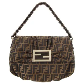 Fendi Zucca Monogram Logo Shoulder Bag with Braided Strap