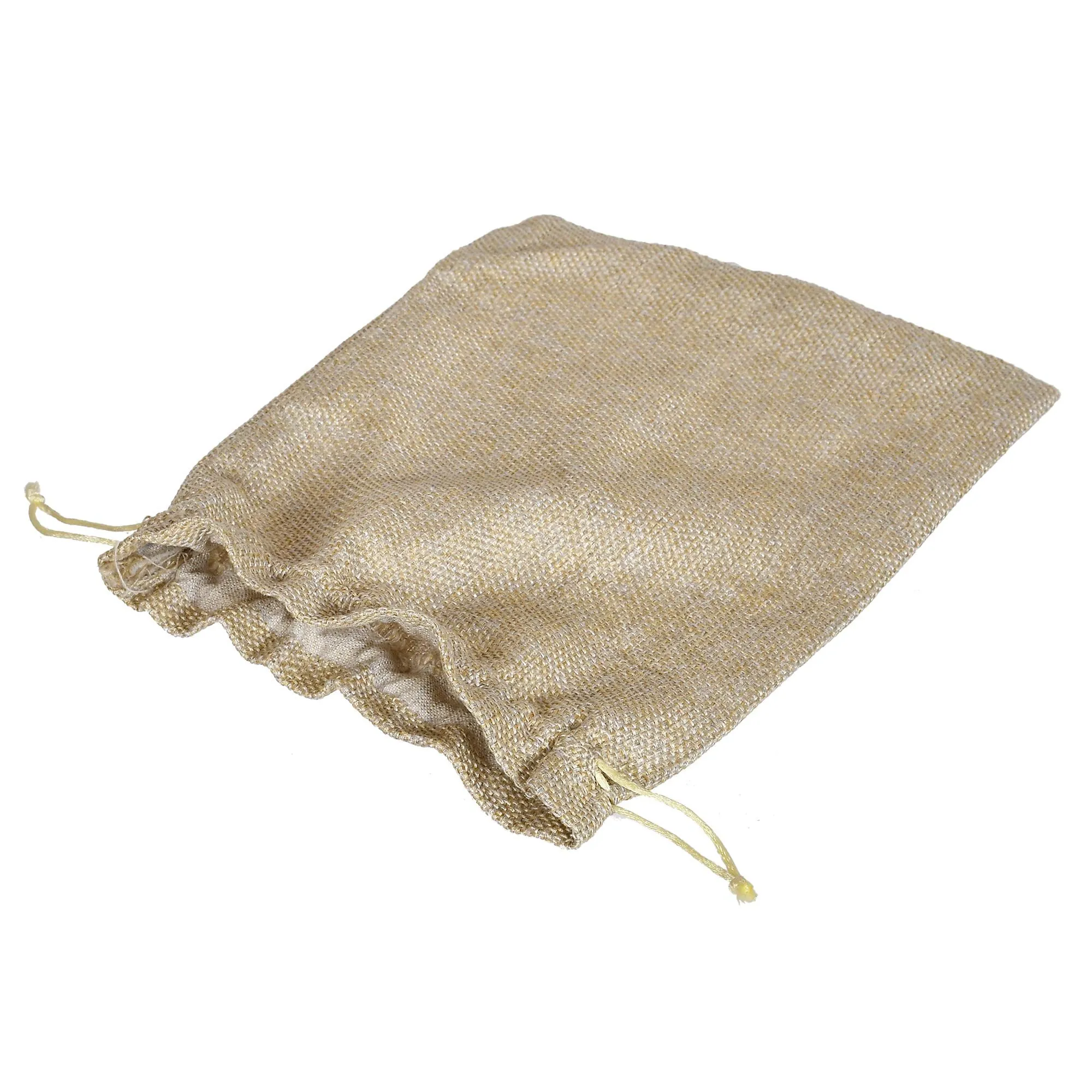 Fun Homes Jute Small Size Potli Gift Bags Wedding Hessian Jute Small Size Bags Linen Jewelry Pouches with Drawstring for Birthday, Party, Wedding Favors-Pack of 4 (Gold) (HS_36_FUNHOMES019516)