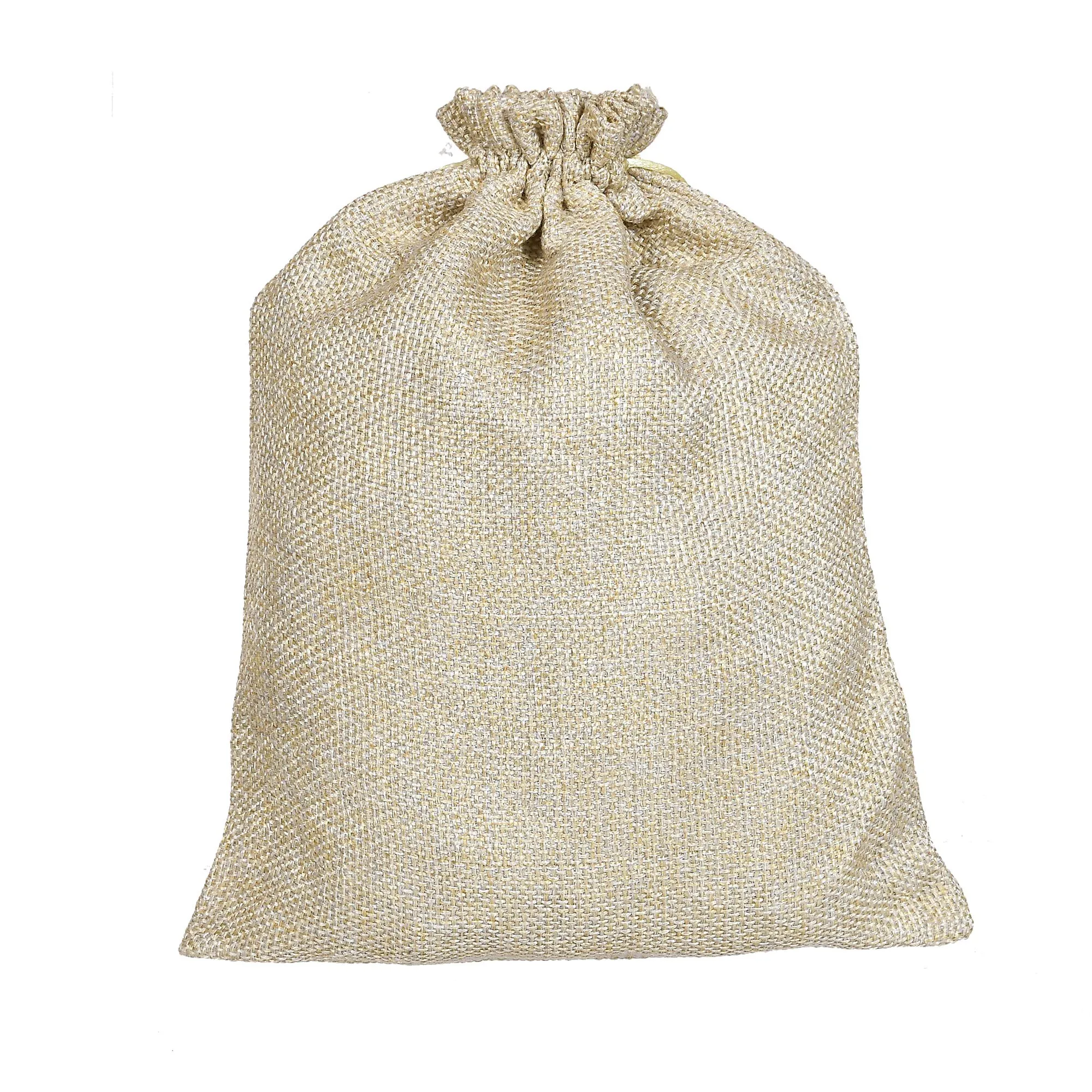 Fun Homes Jute Small Size Potli Gift Bags Wedding Hessian Jute Small Size Bags Linen Jewelry Pouches with Drawstring for Birthday, Party, Wedding Favors-Pack of 4 (Gold) (HS_36_FUNHOMES019516)