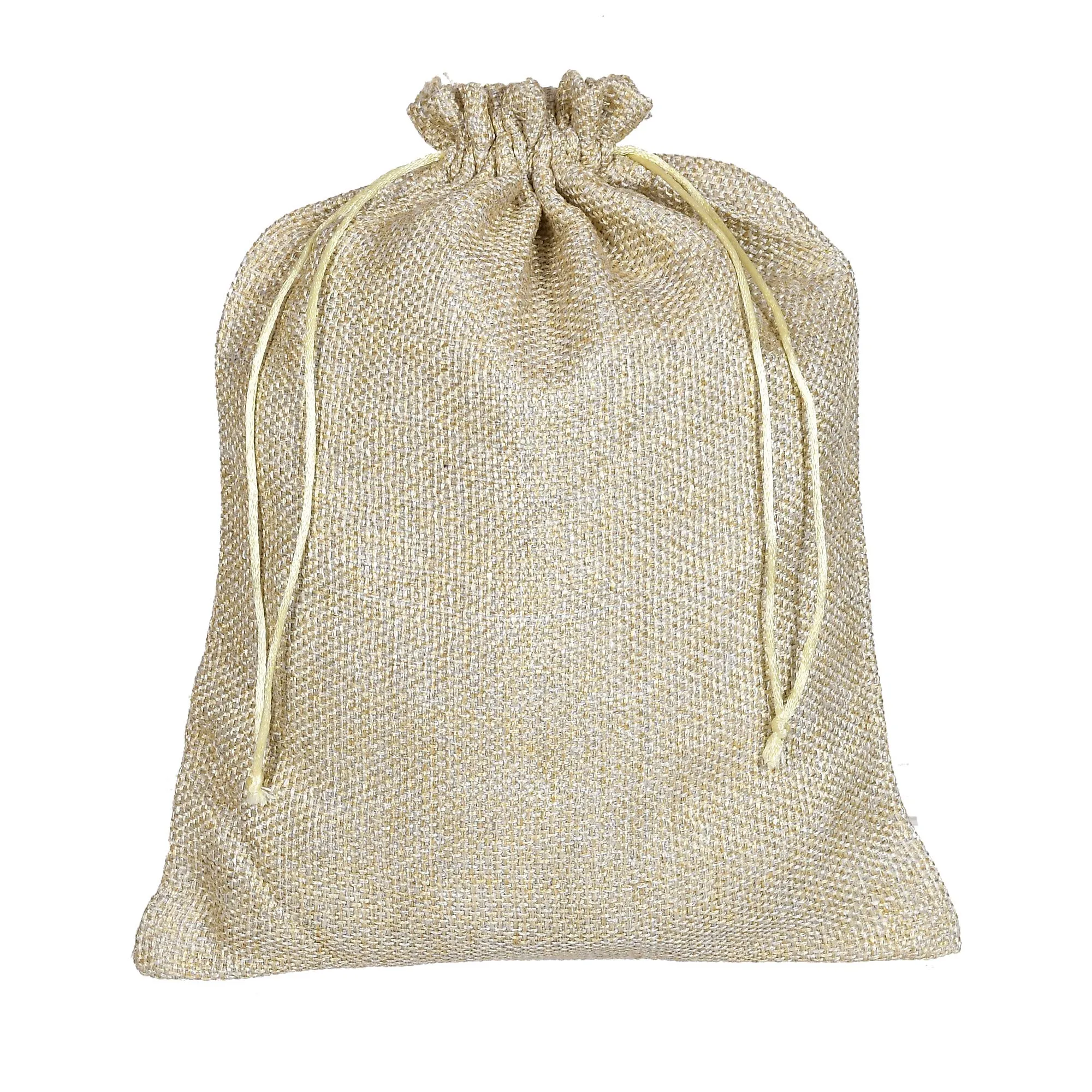 Fun Homes Jute Small Size Potli Gift Bags Wedding Hessian Jute Small Size Bags Linen Jewelry Pouches with Drawstring for Birthday, Party, Wedding Favors-Pack of 4 (Gold) (HS_36_FUNHOMES019516)