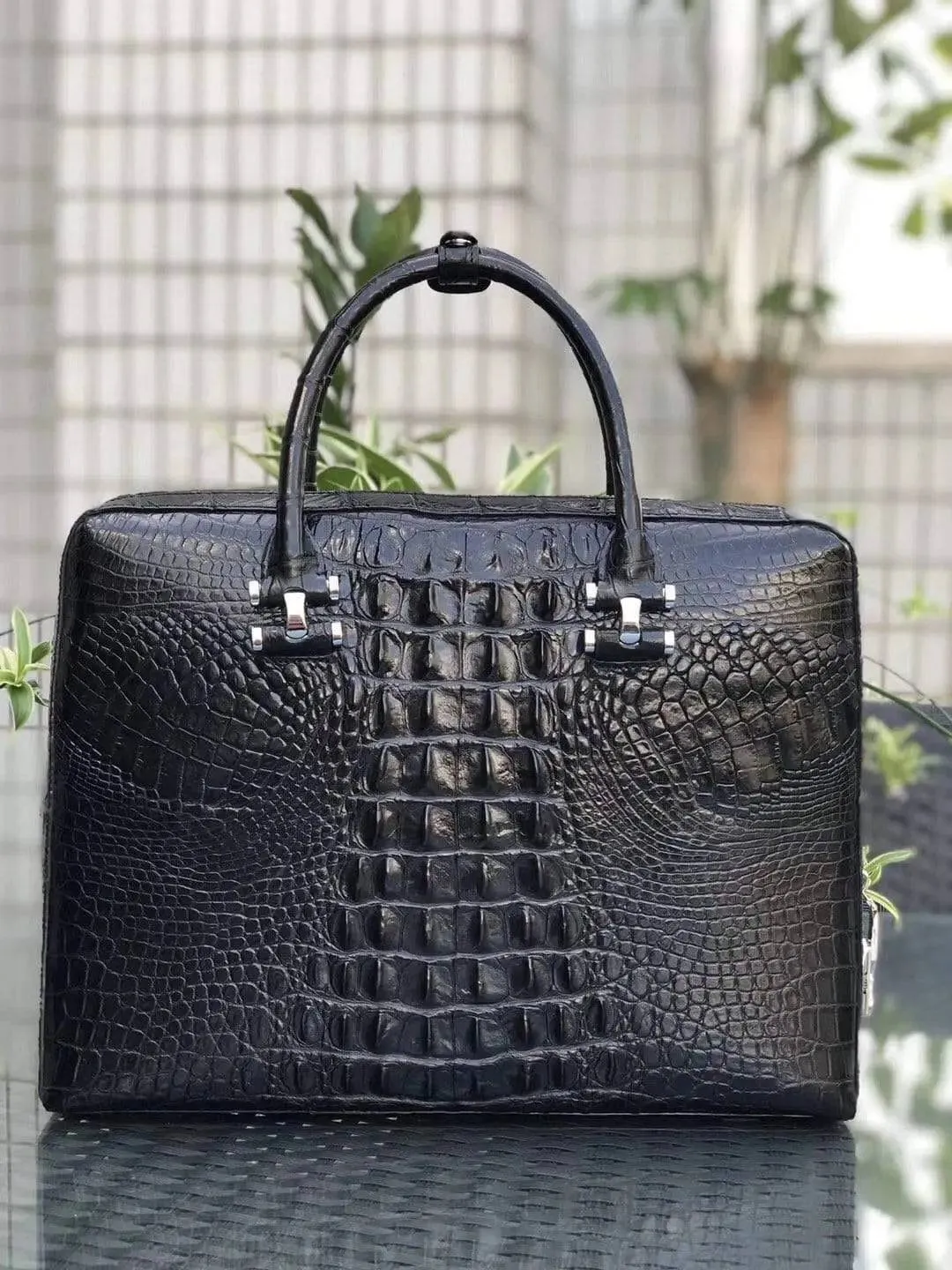 Genuine Crocodile Leather Password Lock  Business Briefcase