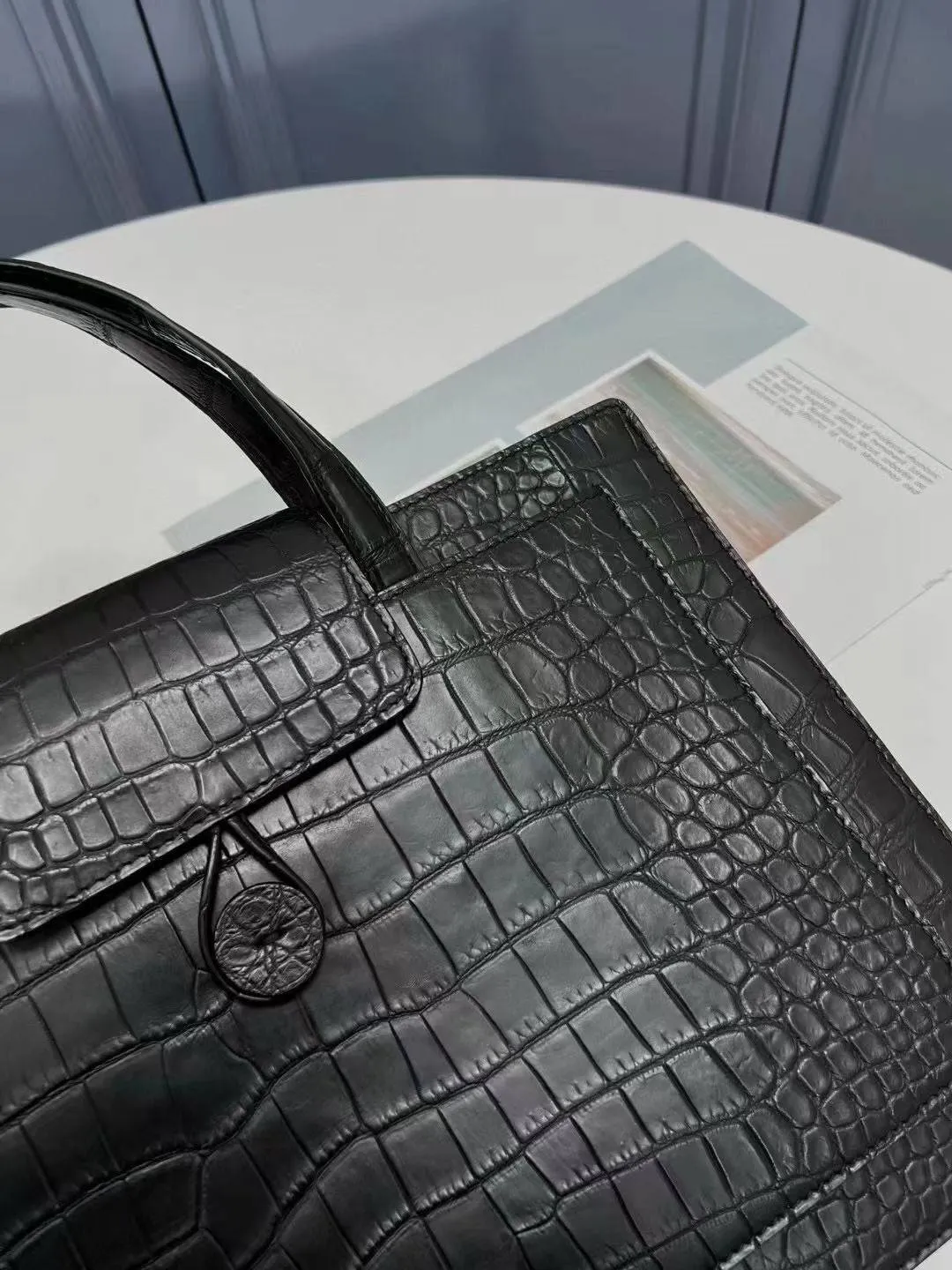 Genuine Crocodile Skin Leather Briefcase  Matt