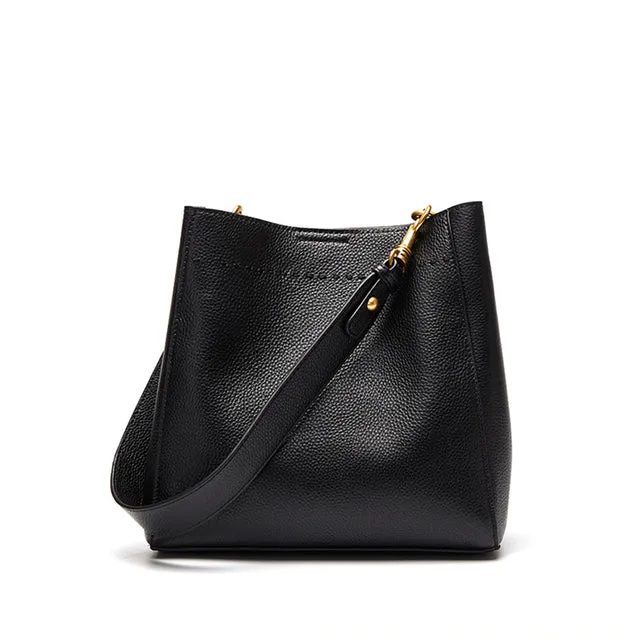 Genuine Leather Large Bucket Shoulder Bag