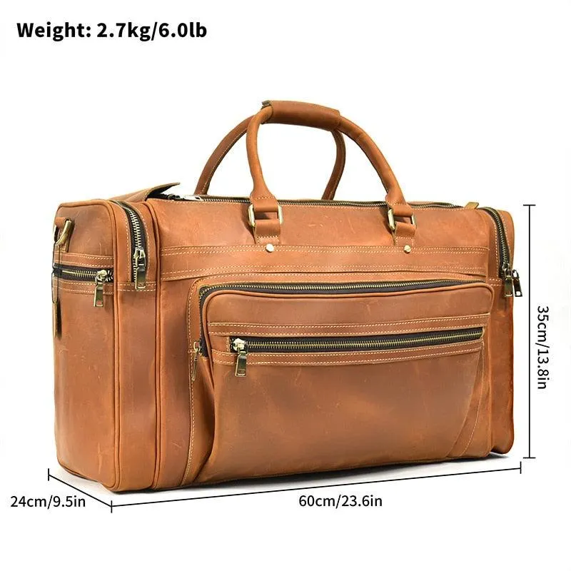 Genuine Leather Luggage Tote Bag Weekender Duffel Bag