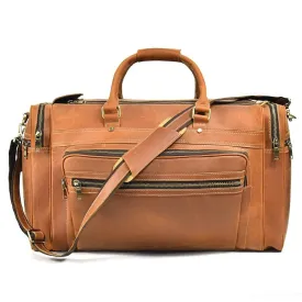 Genuine Leather Luggage Tote Bag Weekender Duffel Bag