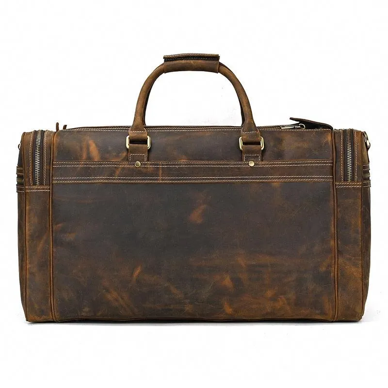 Genuine Leather Luggage Tote Bag Weekender Duffel Bag