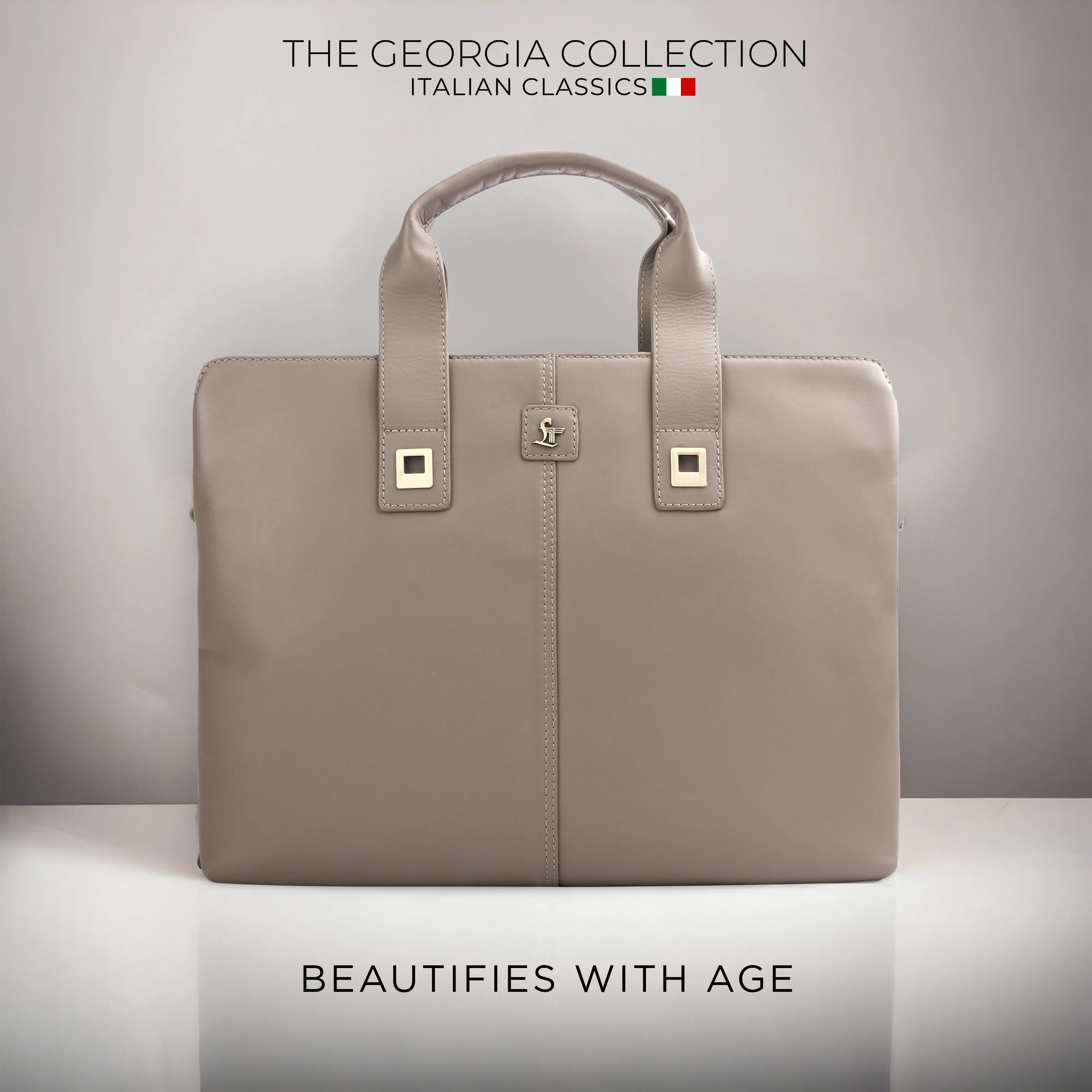 Georgia Collection | Leather Portfolio Bag | For Office Use | Colour - Beige & Tan