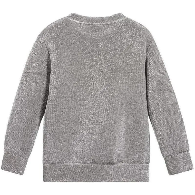 Girls Silver Lurex Oversized Sweatshirt