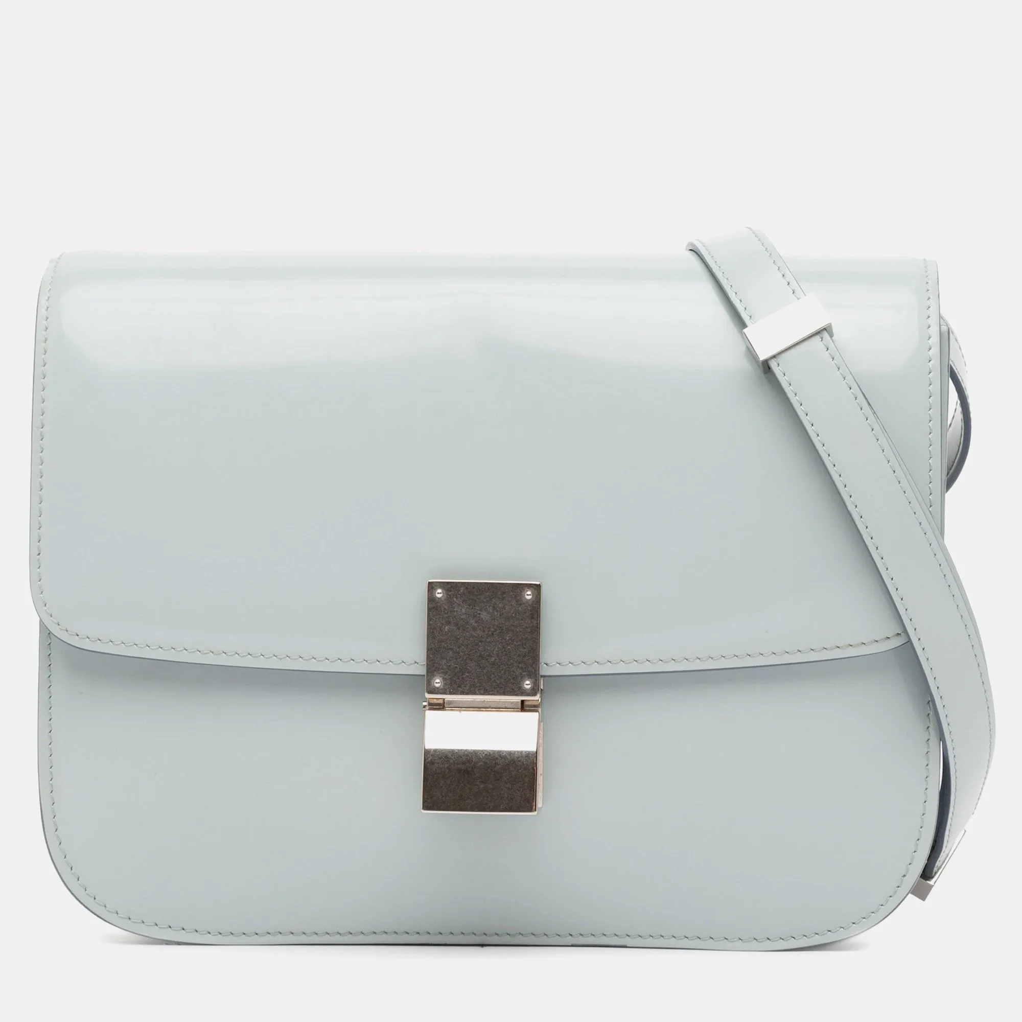 Grey Leather Teen Classic Box Bag