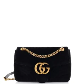 GUCCI GG Marmont Flap Bag Matelasse Velvet Medium