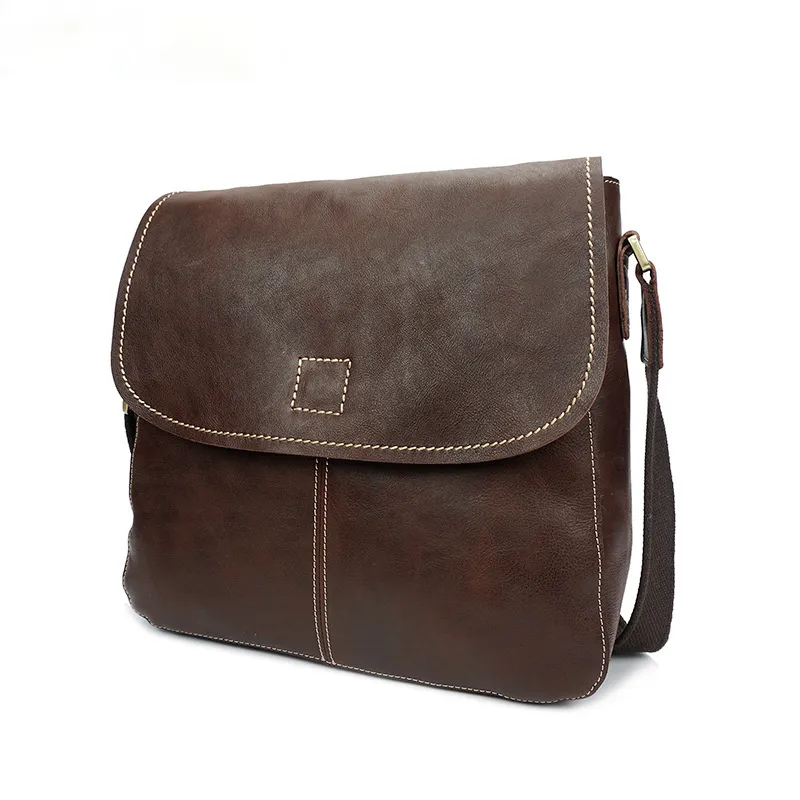 Handmade Oil Wax Leather Crossbody Men's Bag 8069