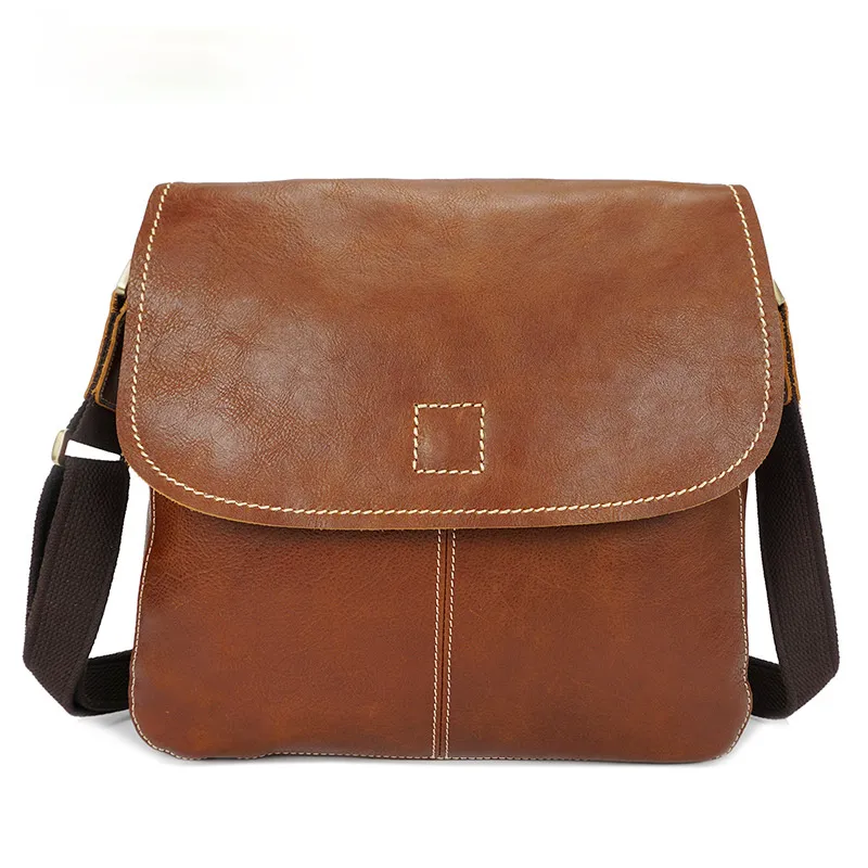 Handmade Oil Wax Leather Crossbody Men's Bag 8069