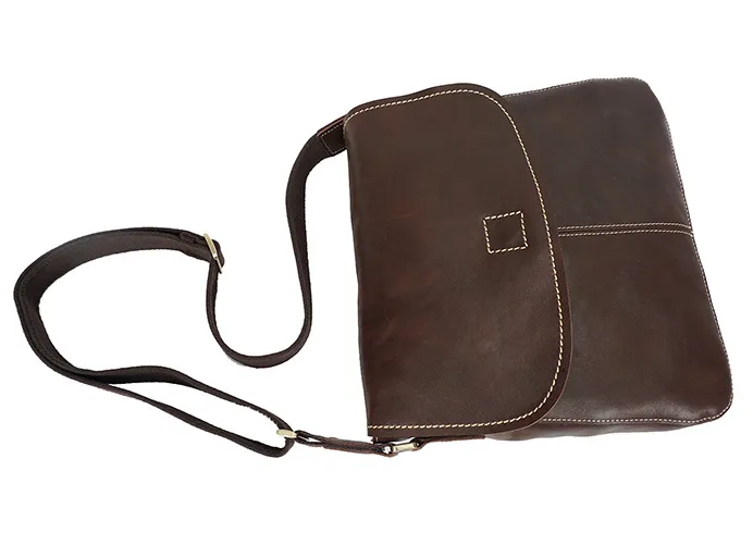 Handmade Oil Wax Leather Crossbody Men's Bag 8069