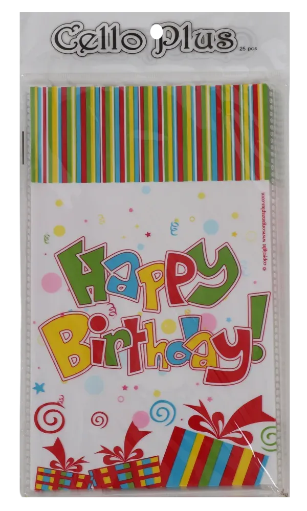 Happy Birthday Cellophane Bags  6X10" 25pc