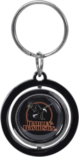 Harley-Davidson Circle Eagle H-D Text Spinner Key Chain, Black PL4592