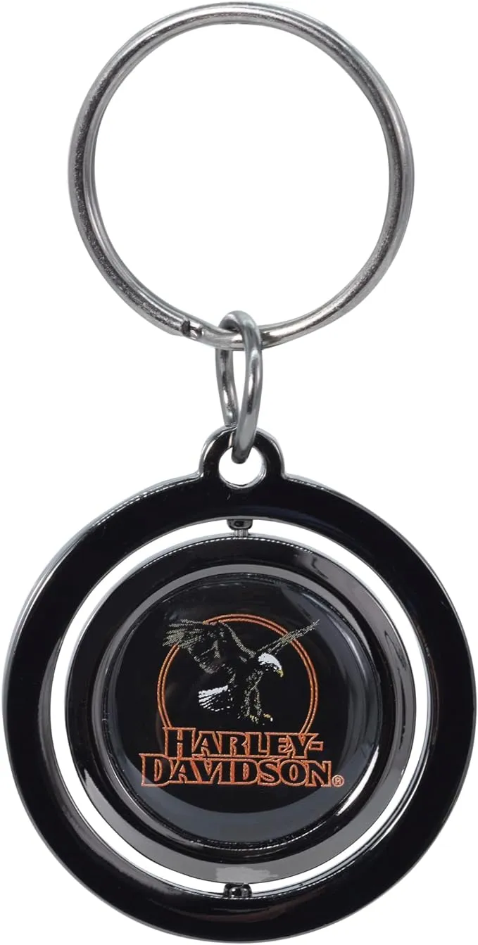 Harley-Davidson Circle Eagle H-D Text Spinner Key Chain, Black PL4592